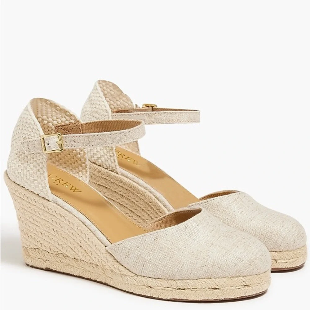 J. Crew Factory Ankle-strap espadrille wedges Size 10 - Picture 1 of 17